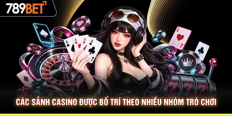 Các sảnh casino được bố trí theo nhiều nhóm trò chơi